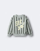 Toddler 'See Ya!' Striped Dolman-Sleeve Sweatshirt - Sage, image 2 of 6 slides