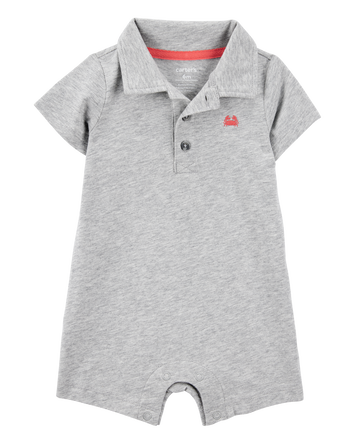 Baby Polo Romper-Grey, 