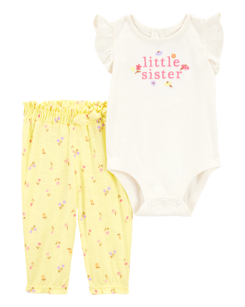 Baby 2-Piece Little Sister Bodysuit Pant Set - Yellow, image 1 of 3 slides