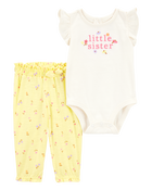 Baby 2-Piece Little Sister Bodysuit Pant Set - Yellow, image 1 of 3 slides