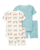 Toddler Butterfly Print Snug Fit Cotton 4-Piece Pyjamas, image 1 of 4 slides