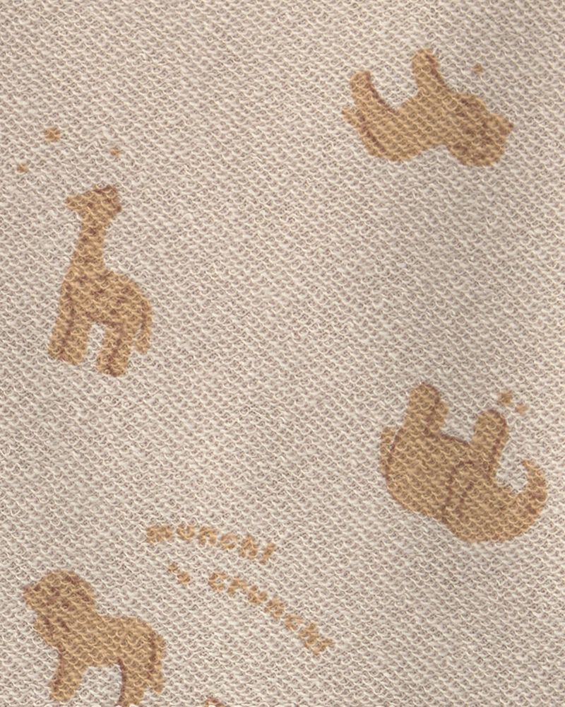 Tout-petit gar&ccedil;on - Ensemble 2 pi&egrave;ces haut et pantalon en jersey bouclette &agrave; motif ourson - Cr&egrave;me/Brun, image 3 sur 3 diapositives