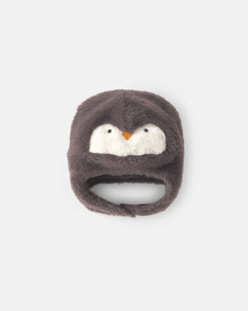 Baby Penguin Christmas Fleece Hat - Grey, 