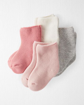 Baby 4-Pack Organic Cotton Terry Socks, 
