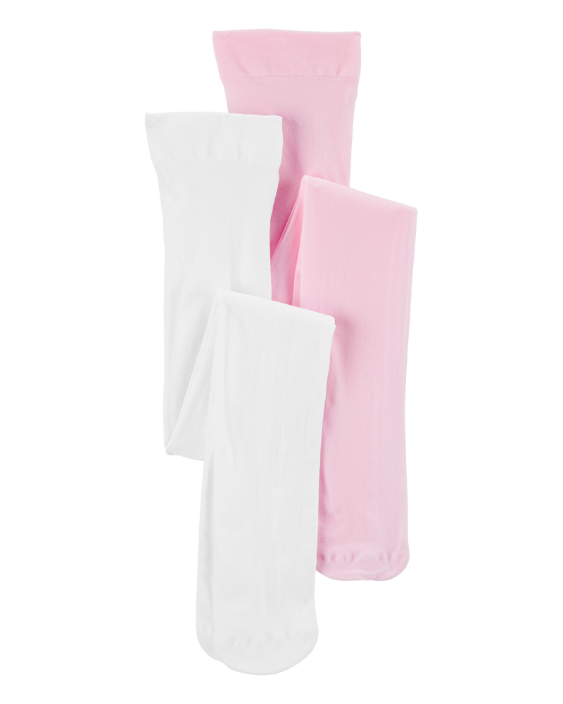 Filles - Emballage de 2 collants- Blanc, Rose, image 1 sur 3 diapositives