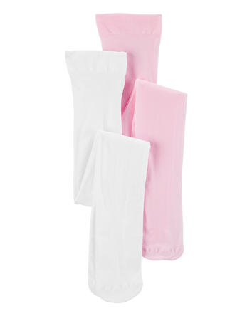 Filles - Emballage de 2 collants- Blanc, Rose, 