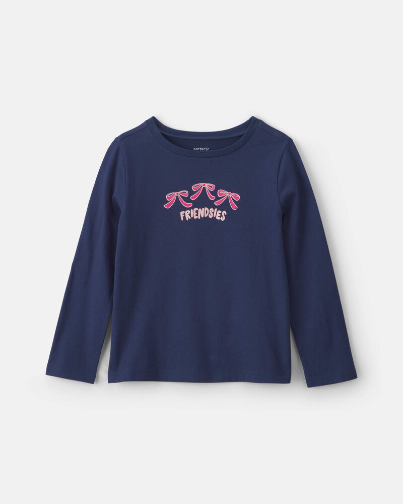 Girls 'Friendsies' Long-Sleeve Graphic Tee - Navy Blue, image 1 of 3 slides