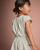 Toddler Girl Swing Romper with Pockets in Stripes- Light Blue, image 4 of 6 slides