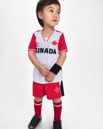 Tout-petit - Short de soccer en maille Umbro du Canada - Rouge/Blanc/Noir, 