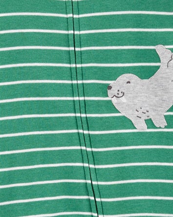 Baby Striped Walrus 2-Way Zip Sleeper Pyjamas, 