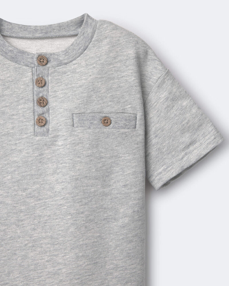 Tout-petit gar&ccedil;on - T-shirt &agrave; bouton sur l&rsquo;avant - Gris, image 4 sur 6 diapositives