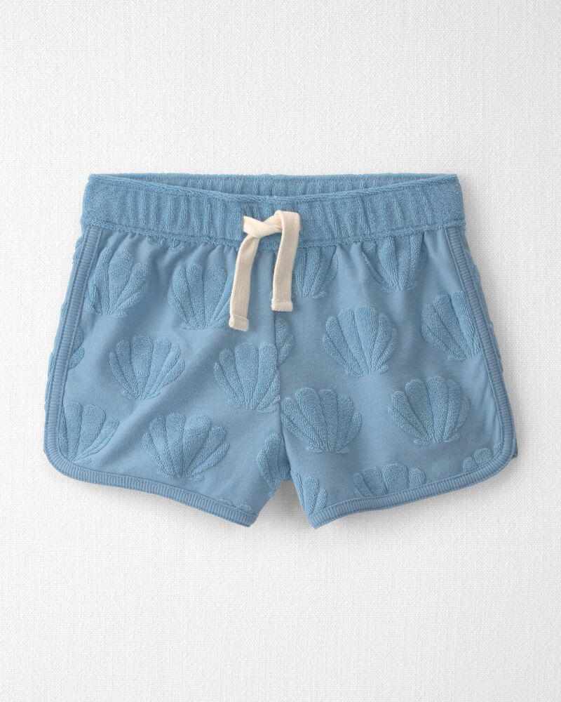 Tout-petit fille - Ensemble 2 pi&egrave;ces haut et short en tissu &eacute;ponge avec coton biologique &agrave; motif de coquillages bleus, image 2 sur 4 diapositives