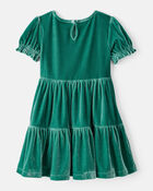 Toddler Girl Velour Dress - Green, image 2 of 4 slides