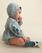 Baby Girl 3-Piece Flannel Long-Sleeve Bubble Set - Green, image 4 of 7 slides