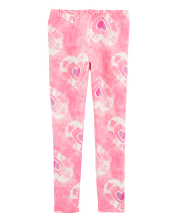 Kid Heart-Print Stretch Leggings - Pink, 