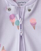 Baby Girl Ice Cream 2-Way Zip Sleeper - Purple, image 2 of 4 slides