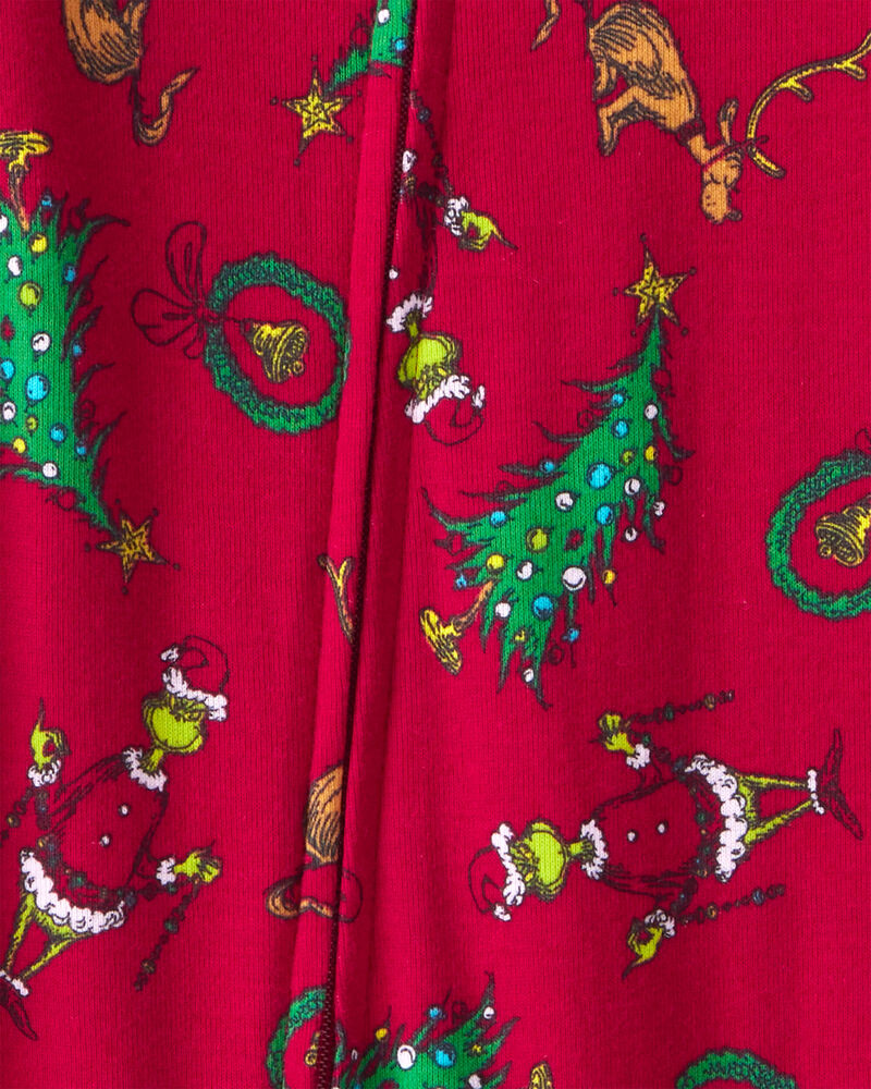 Baby Dr. Seuss&trade; The Grinch Print 100% Cotton Long-Sleeve Snug Fit 1-Piece pyjamas - Red, image 3 of 4 slides