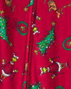 Baby Dr. Seuss&trade; The Grinch Print 100% Cotton Long-Sleeve Snug Fit 1-Piece pyjamas - Red, image 3 of 4 slides