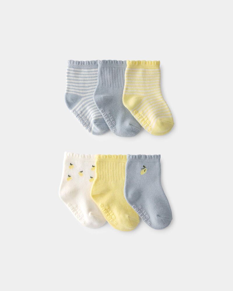 B&eacute;b&eacute; fille - Emballage 6 paires de chaussettes &agrave; rayures, citron - Jaune/Gris, image 1 sur 1 diapositives