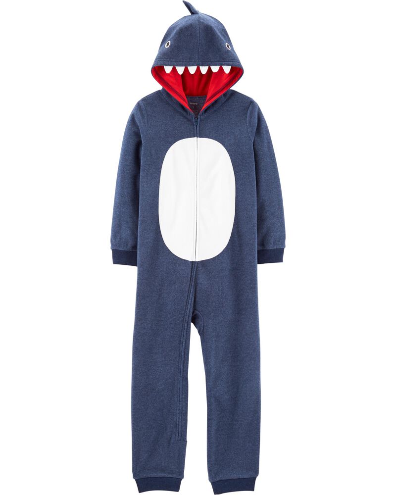 1Piece Shark Hooded Fleece Footless PJs