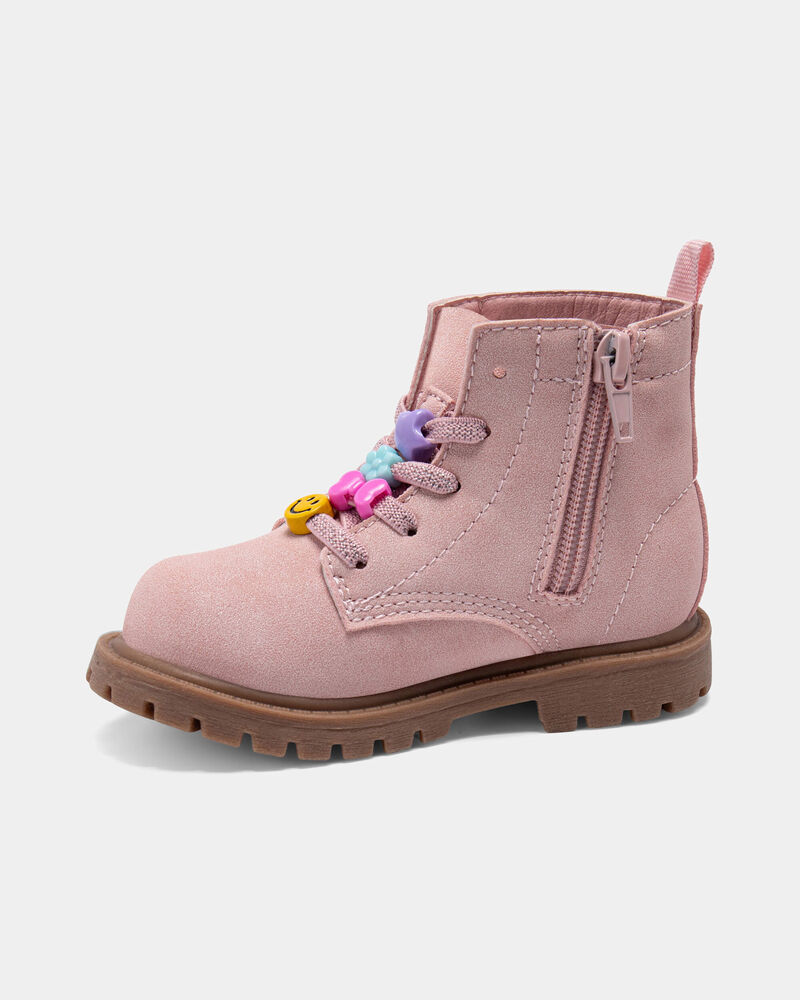Tout-petit fille - Bottes à lacets et breloques - Rose, image 6 sur 6 diapositives