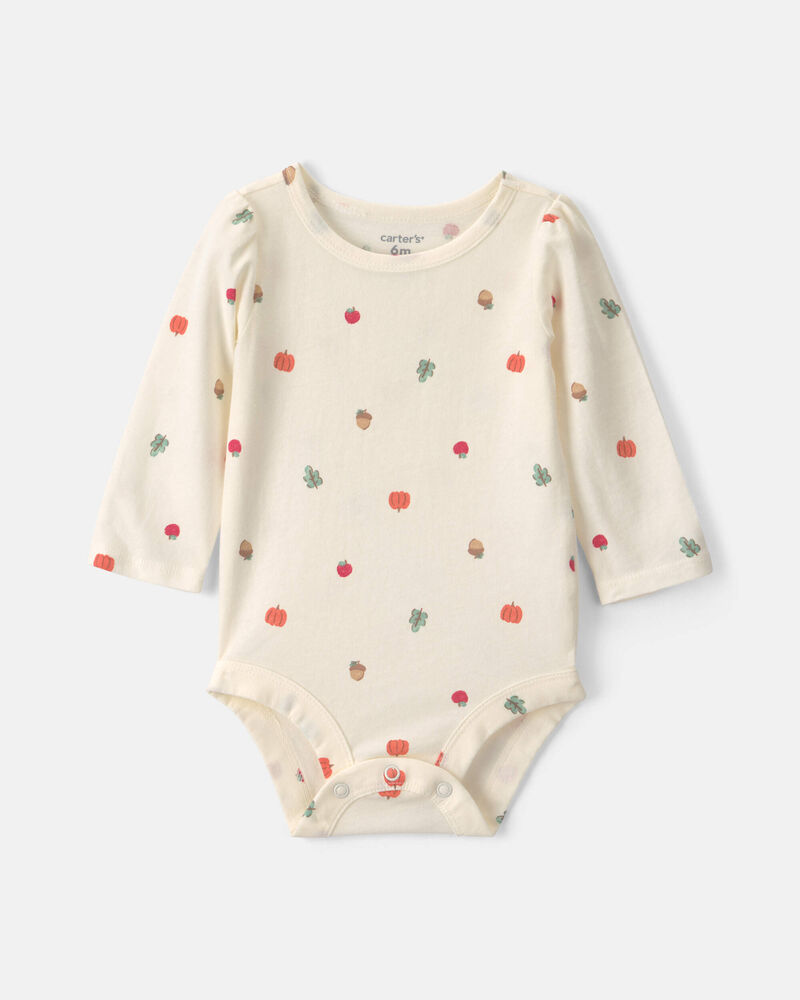 Baby Girl 3-Piece Thanksgiving Long-Sleeve Dress Set - Brown, image 3 of 6 slides
