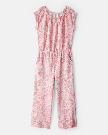 Girls Short-Sleeve French Terry Jumpsuit, 
