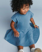 Toddler Girl French Terry Drop-Waist Dress - Teal, image 3 of 6 slides