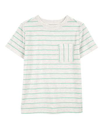 Kid Striped Short-Sleeve Pocket Tee- Grey, 
