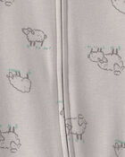Baby Sheep 100% Cotton 2-Way Zip Sleeper - Grey, image 3 of 5 slides