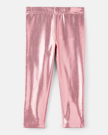 Tout-petit fille - Legging extensible aspect m&eacute;tallique facile &agrave; enfiler &ndash; Rose, 