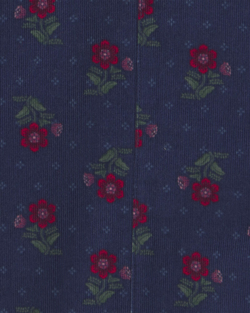 Toute-petit fille - Ensemble 2 pi&egrave;ces manches longues et robe en velours c&ocirc;tel&eacute; &agrave; motif floral &ndash; Bleu marine/Rouge, image 3 sur 5 diapositives