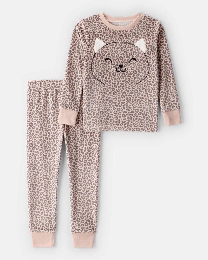 Toddler Girl Leopard Print DreamPlush Long-Sleeve Snug Fit 2-Piece Pyjamas, image 1 of 4 slides