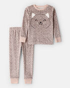 Toddler Girl Leopard Print DreamPlush Long-Sleeve Snug Fit 2-Piece Pyjamas, image 1 of 4 slides