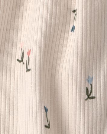 Baby Girl Floral Short-Sleeve Romper - Tan, 