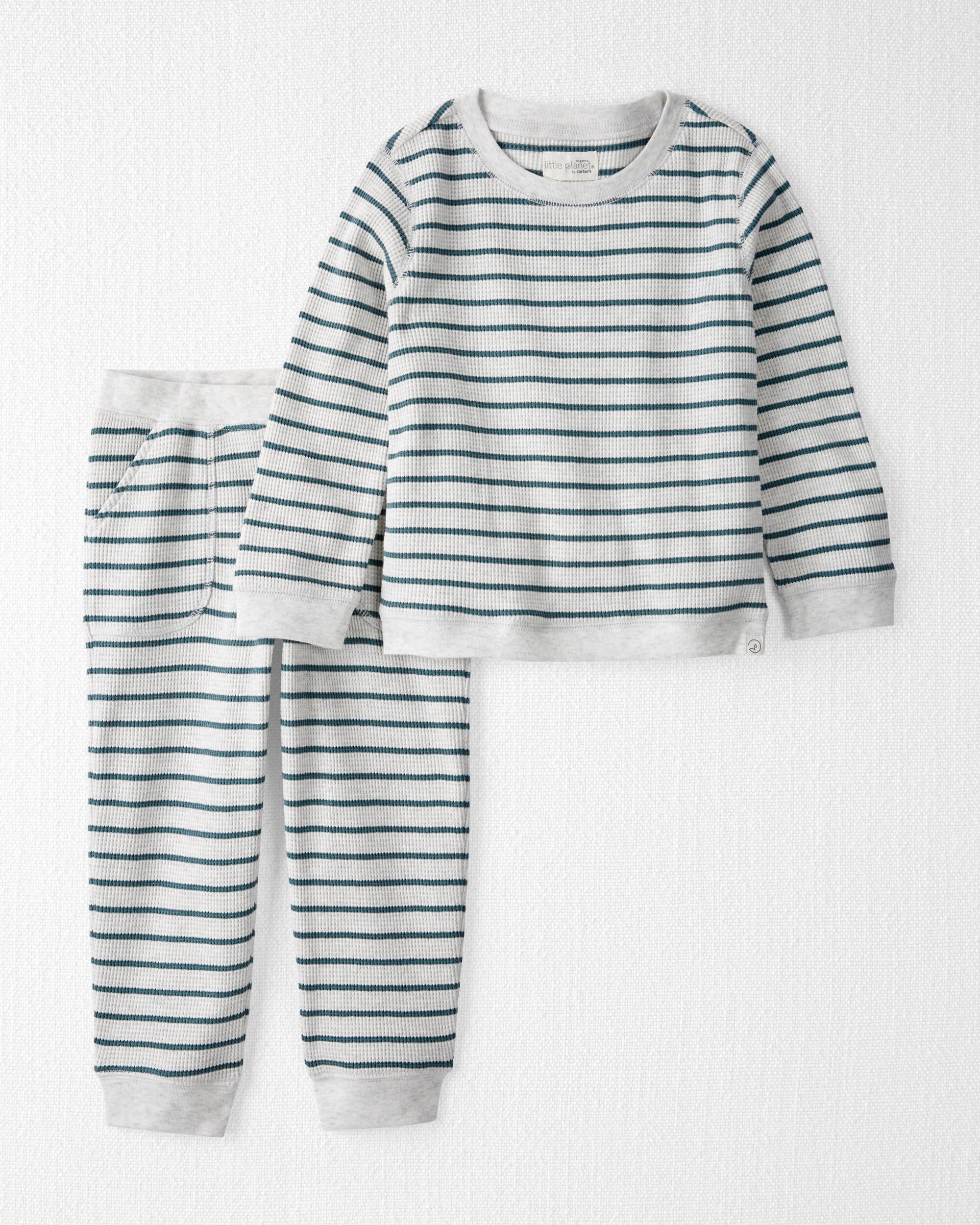 Toddler Girls Toddler Waffle Knit Set Made with Organic Cotton in Stripes 2T Little Planet