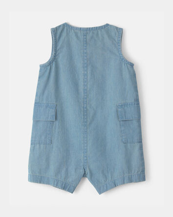 Baby Beach Cruiser Chambray Sleeveless Romper - Blue, 