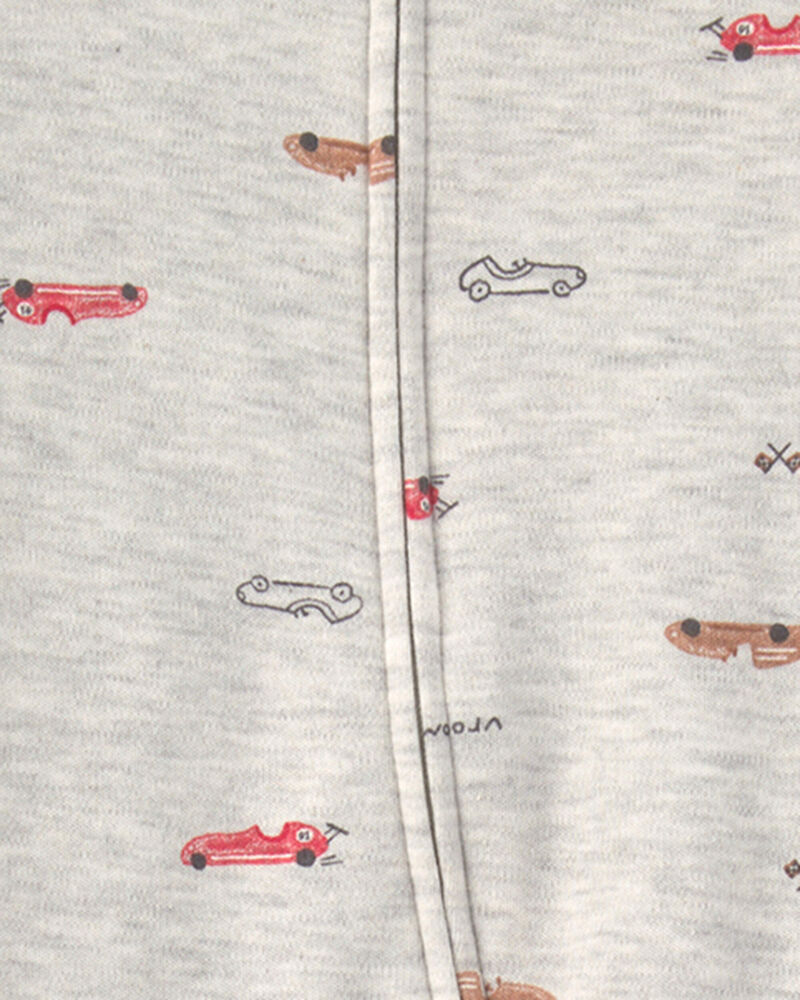 Baby Boy Race Car Cotton 2-Way Zip Sleeper - Grey, image 3 of 4 slides