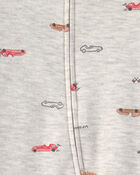 Baby Boy Race Car Cotton 2-Way Zip Sleeper - Grey, image 3 of 4 slides