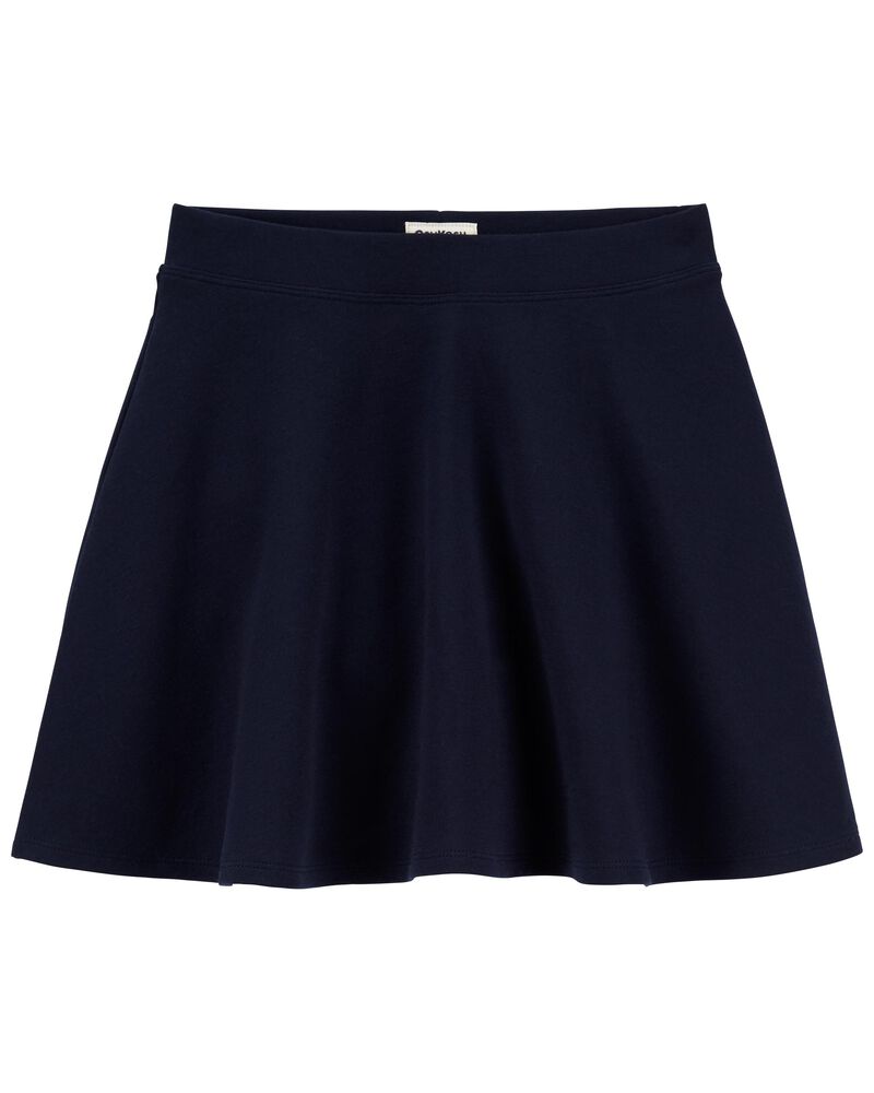 Navy Ponte Knit Uniform Skort