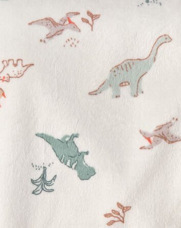 Baby Boy Dinosaur Plush Blanket - Green/Ivory, 