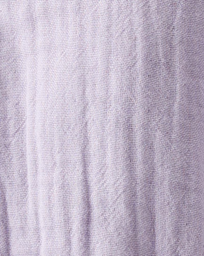 Baby Organic Cotton Gauze Overalls in Lilac, image 4 of 5 slides