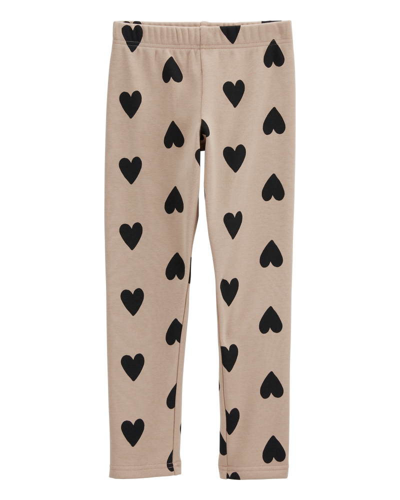 Girls Heart Cozy Fleece Leggings, image 1 of 5 slides