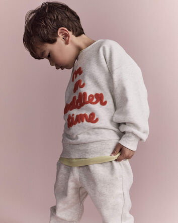 Tout-petit - Chandail &agrave; manches chauve-souris &laquo;I&rsquo;m on toddler time&raquo; - Gris chin&eacute;, 