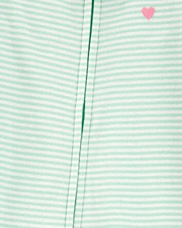 Toddler Striped Snug Fit Cotton Footie 1-Piece Pyjamas - Green, 