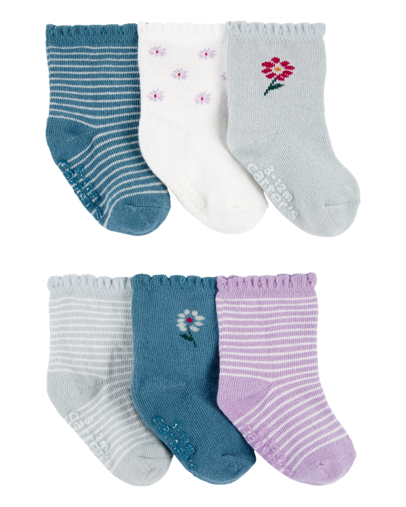 Baby 6-Pack Floral Striped Booties, image 1 of 2 slides