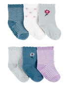 Baby 6-Pack Floral Striped Booties, image 1 of 2 slides