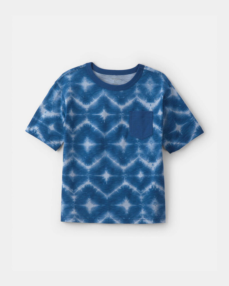 Boys Geometric Tie-Dye Pocket Tee - Blue, image 1 of 3 slides