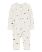 Baby Girl Camp Print Zip-Up PurelySoft Sleeper, image 1 of 7 slides