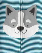 Toddler Boy Dog Striped 100% Cotton Snug Fit 1-Piece Pyjamas - Blue, image 3 of 4 slides